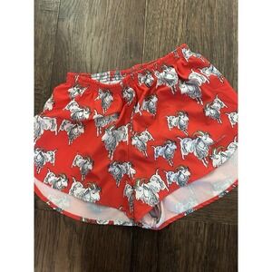 BOA USA Running Shorts Red White Zodiac Goat Print Elastic Sz S